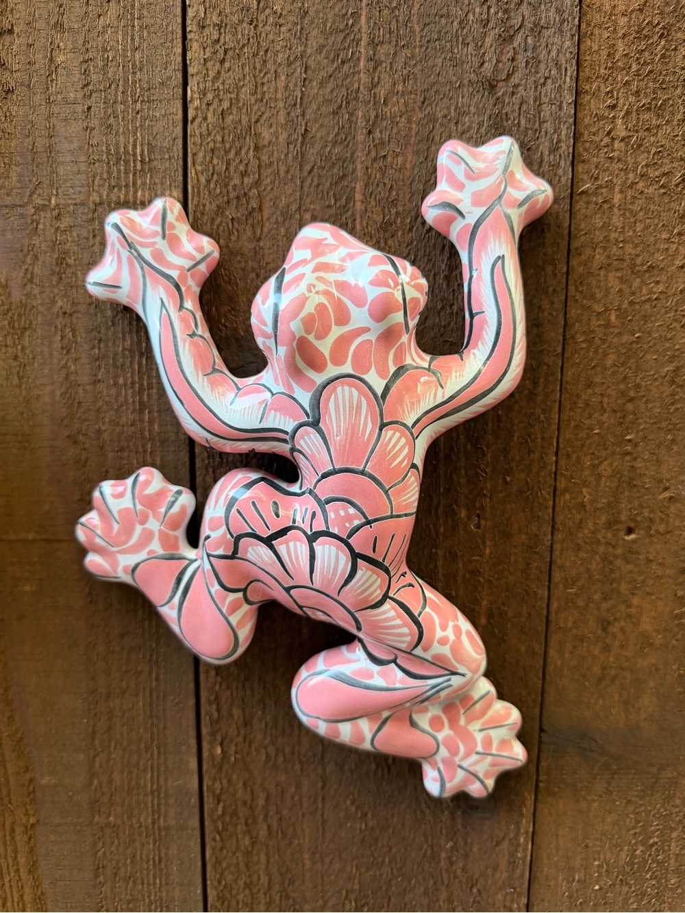 Decorative Pink Talavera Wall Frog Decor